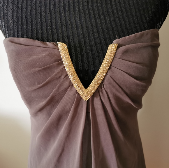 Marineblu Brown Strapless High Low Dress Size L - Picture 2 of 11